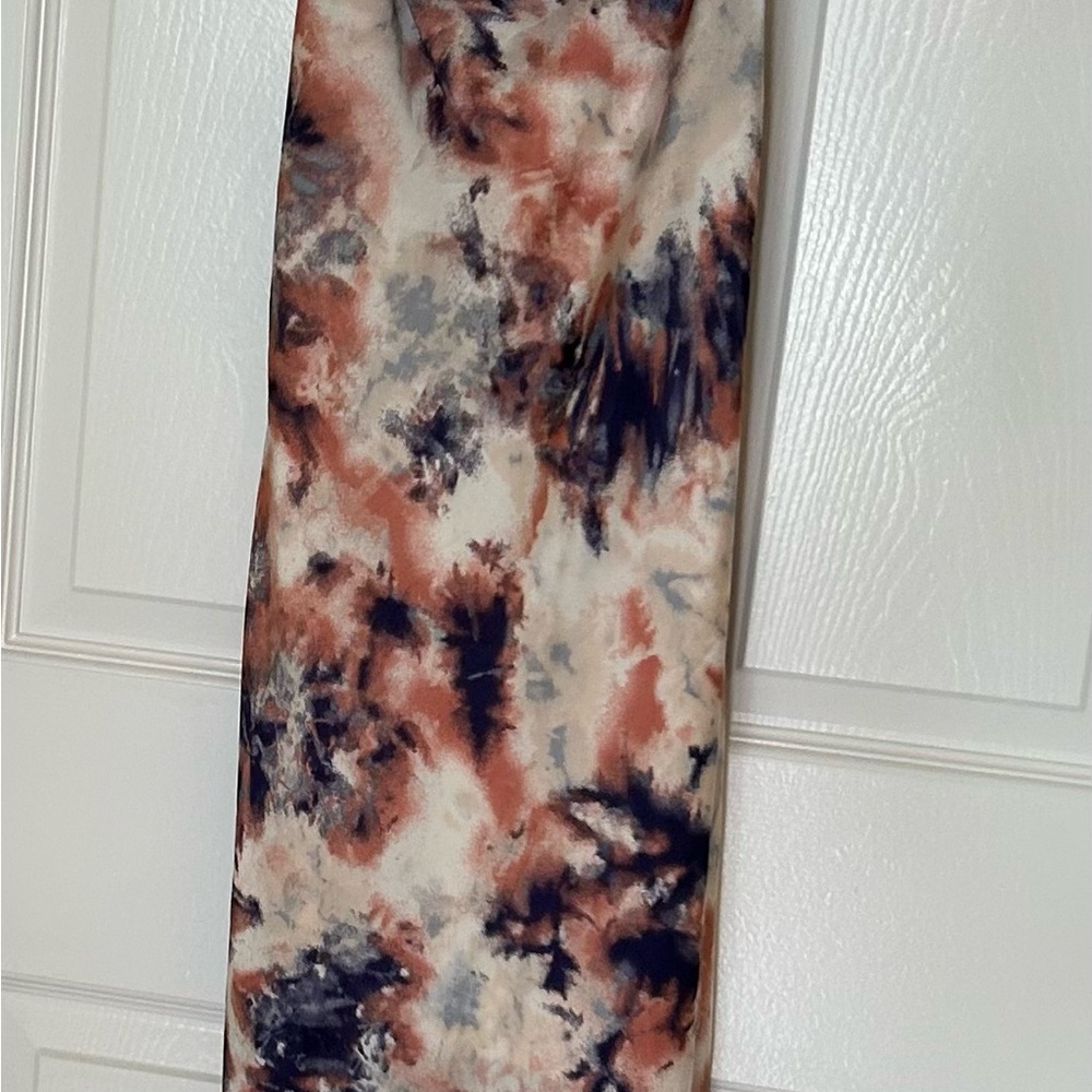 Silky Tie-Dye Blue Pink Spaghetti Strap Maxi Dress - Picture 9 of 9